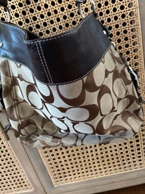 Coach Brown Signature Canvas Hobo Shoulder Bag